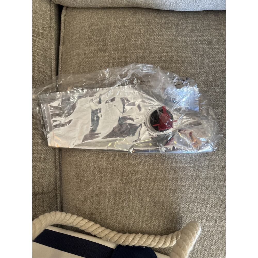 PortoVino Wine Tote Bag Purse Blue & White Canvas w/ Hidden Spout & Wine Bladder - Picture 6 of 9